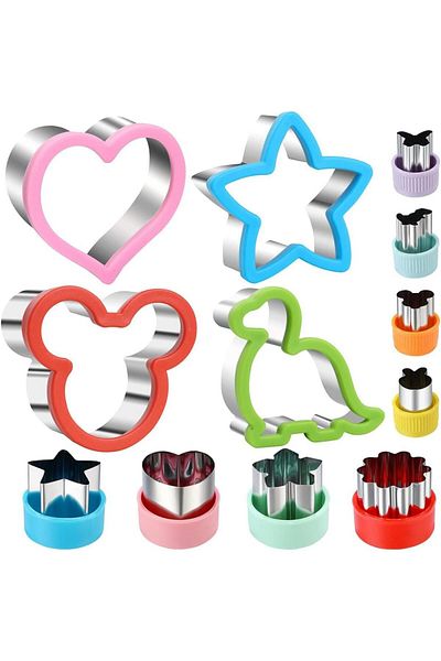 Generic ALMEKAQUZ 12PCS Sandwich Cutter Set,Food Grade Sandwich and Cookie Cutter Including Dinosaur,Heart,