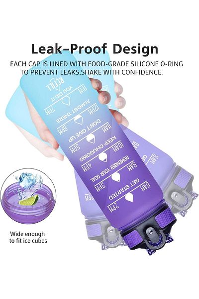 Generic Bolivia's 32oz Sports Water Bottle, Water Bottle with Time Marker and Straw，Leakproof and BPA Free