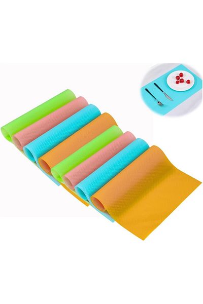 Generic ALMEKAQUZ 8 Pcs Washable Refrigerator Liners Set, Cuttable Liners, Non-Slip Liners, Waterproof Shel