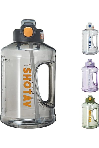 Generic SHOTAY 2.5L Sports Water Bottles Half Gallon Motivational with Time Marker Removable Straw, BPA Fre