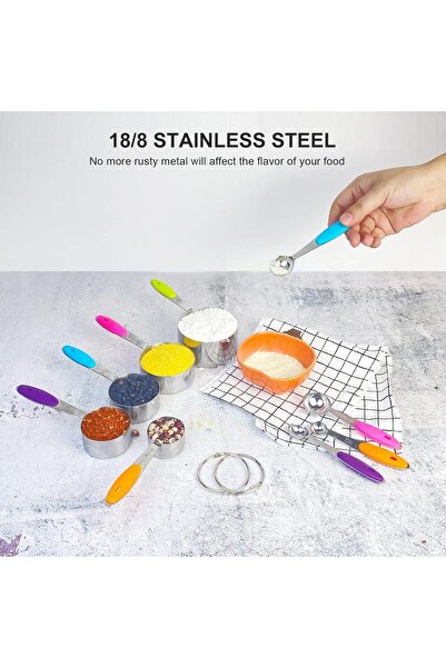 Generic SKY-TOUCH 10 Piece Stainless Steel Measuring Cups and Spoons Set (Multi color)