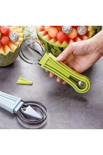 Generic Melon Baller Scoop Set, 4 In 1 Stainless Steel Fruit Carving Tools Knife Kit Fruit Scooper Watermel
