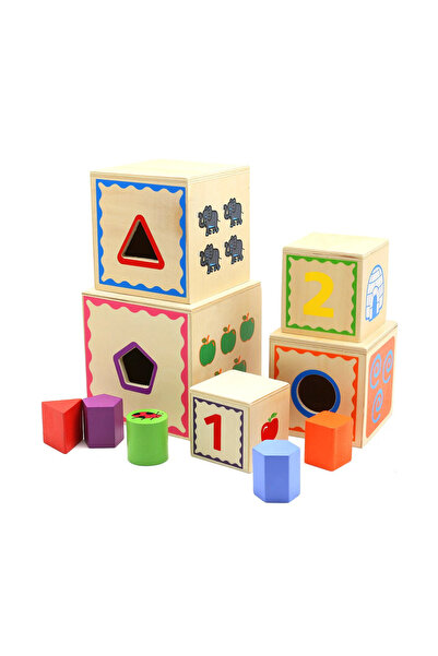 OEM Set 5 cuburi de lemn cu sortator Montessori