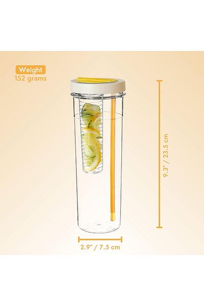 Generic Fruit Infuser Water Bottle, Clear Water Bottle with Straw Flip-Up Lid Gym Water Bottle, Shatter Pro
