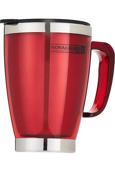 Generic Royalford 14Oz Double Wall Travel Mug Portable With Comfortable High Grip Handle, & High Grade Stai
