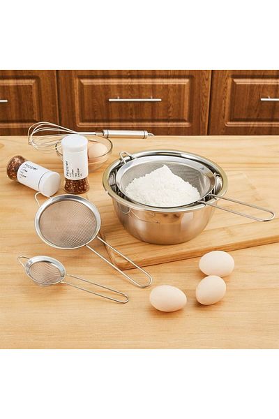 Generic AMERTEER Stainless Steel Tea Strainer Set, 7cm, 12cm, 18cm Fine Mesh Strainers for Kitchen, Sifting