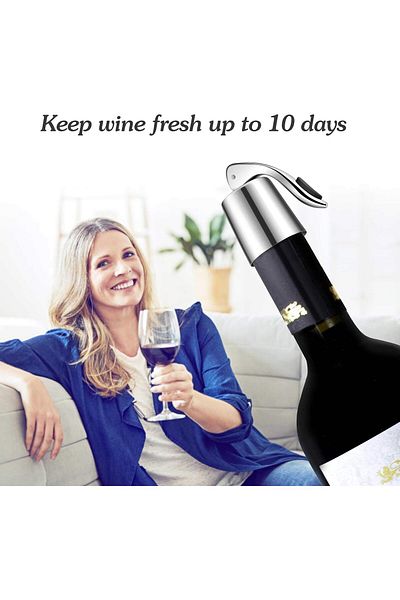 Generic ALMEKAQUZ Wine Stoppers Set of 2 - Stainless Steel Wine Bottle Stopper with Silicone Seal, Reusable
