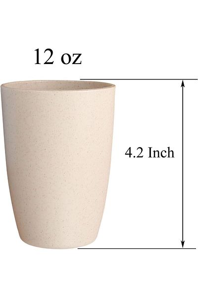 Generic HOOKOR Wheat Straw Reusable Cup (12 oz) - Unbreakable Drinking Glasses Sets for Home Outdoor - Dish