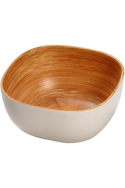 Generic Felli Melamine and Bamboo Salad Dressing Bowl White and Brown 180ml Y1K120100-PH051-H
