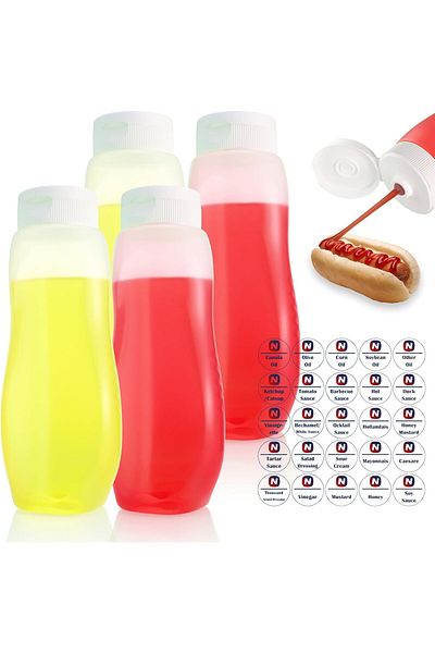 Generic Nacxbwer Condiment Squeeze Bottles for Ketchup Hot Sauce Liquids Oil with Caps for Condensed Milk a