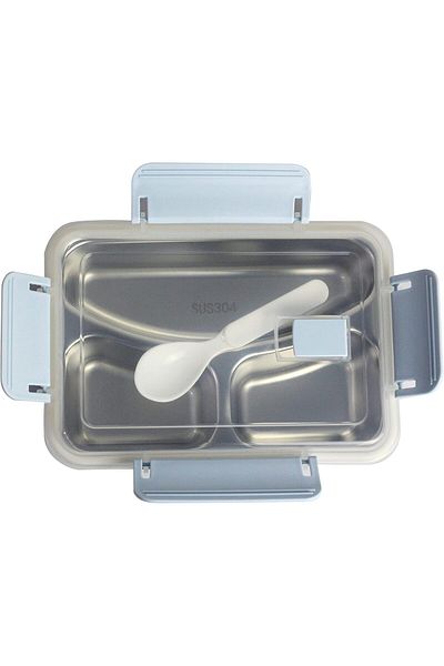 Biki Stainless Steel Food Container 800ml, Bento Lunch Box for Kids, Blue/Silver