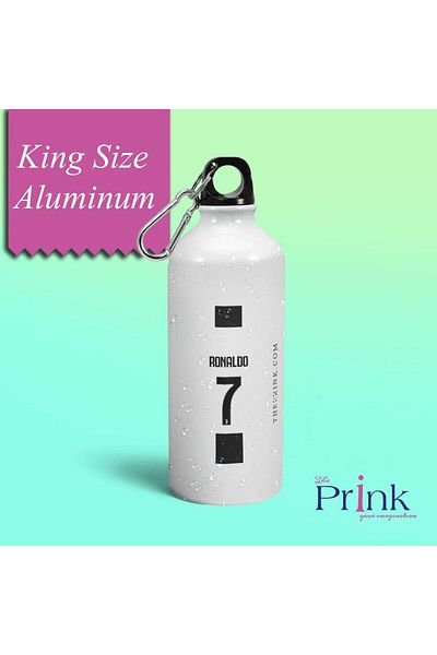 Generic Prink Cristiano Ronaldo Printed Aluminium Sipper Bottle 600ml | CR7 Water Bottle | Water Bottles |