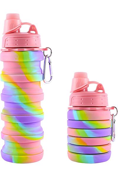 Generic SWIUKPHE Collapsible Folding Water Bottles for Kids, Students, Adults, Reusable BPA Free Silicone F
