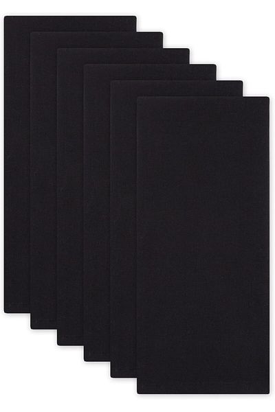 Generic DII Basic Solid Dishtowel Collection Cotton Flat Woven, Small Set, 18x28, Black, 6 Piece