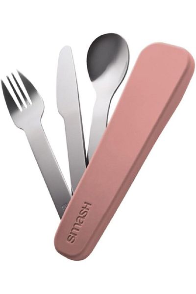 Generic Smash 3-Piece Stainless Steel Cutlery Set With Silicone Pouch Assorted Color 5846