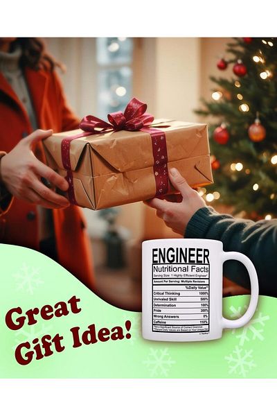 Generic ThisWear Engineering Gifts for Men Funny Engineer Nutritional Facts Label Civil Engineer 11oz Ceram