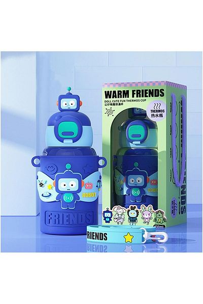 Generic GREBIRD Insulated Water Bottle for Kids, Cartoon Leakproof Straw Water Bottle, 15oz Stainless Steel