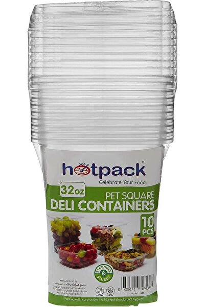 Hotpack Disposable PET, Clear, Food Storage, Deli Container Square 32 ounce w...