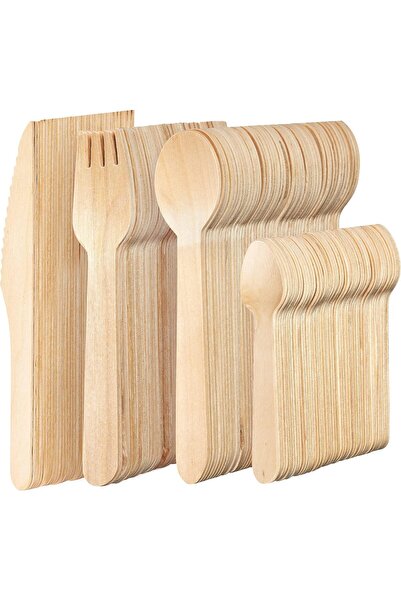 NALACAL Eco-Friendly Reusable Wooden Cutlery Set – 400-Piece Biodegradable Ut...