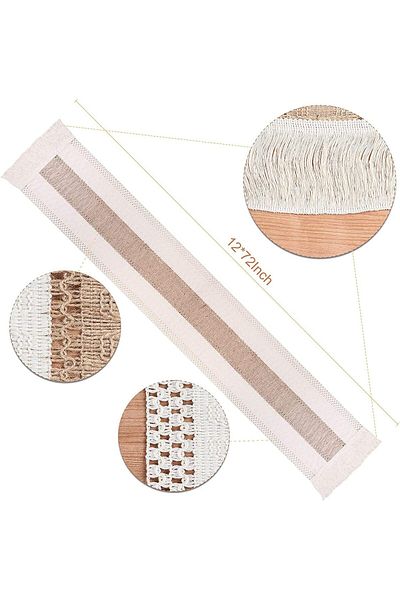 Generic KASTWAVE Rustic Burlap Table Runner 12x72 Inch - Modern Farmhouse Decor with Crochet Lace for Bohem