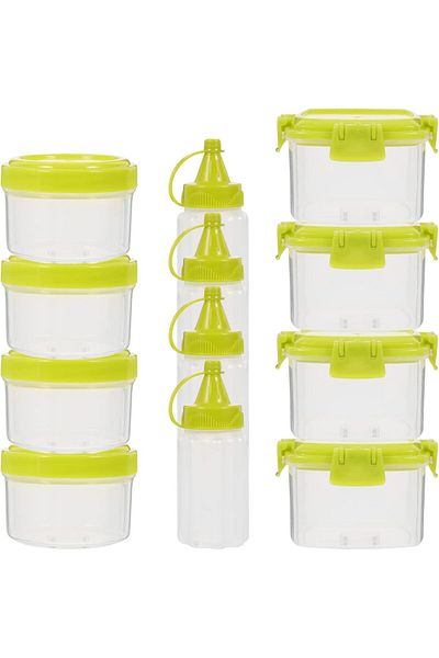 Generic SYOSI 12 Pieces Mini Squeeze Bottles, Sauce Seasoning Box Plastic Condiment Dressing Containers for