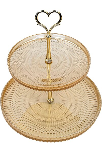 Generic Palermo two-tier serving plate by Elinor, 17 & 22 cm, glass, gold