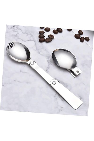 Generic Bukela Foldable Fork and Spoon Set, Stainless Steel Folding Spoon and Fork Portable Tableware for O