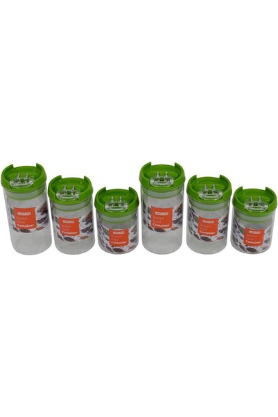 Lawazim Sealed Food Container - 6 Piece Round Green - Transparent BPA-Free Pl...