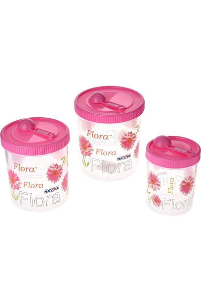 Generic Nayasa Store-In Plastic Container Set, Assorted colors, 3-Pieces, 92-98-100