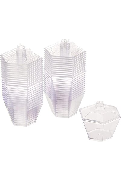 Hotpack Hexagon Shaped Plastic Cups with Lid 24 Pieces Set
