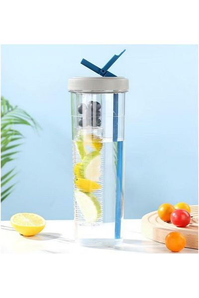 Generic LFRNZS - Fruit Infuser Water Bottle, Collapsible Straw, Water Bottle with Straws, Simply Modern Wat