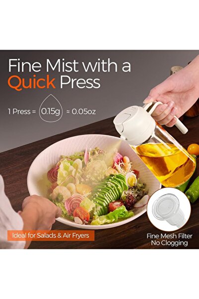 Generic 2 Pack 16oz/470ml 2-in-1 Food-Grade Glass Oil Sprayer (White & Green)