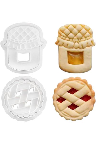Generic 3D Jam Sandwich Cookie Cutter Set, Azonee Small Cookie Cutters for Kids, Plastic Jam Biscuit Cutter