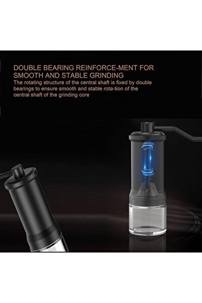 MIBRU Manual Ceramic Coffee Grinder (Stainless Steel, Glass) – Black, Portable