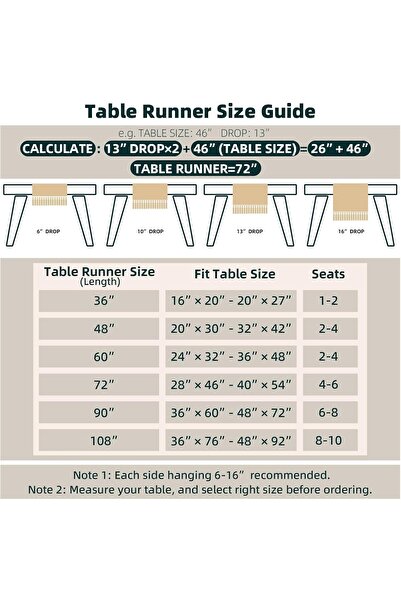 Generic FEXIA Cotton Burlap Table Runner - 30.5 x 183 cm (12x72"), Boho Farmhouse - Cream/Brown