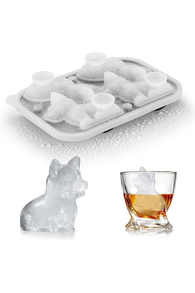 Generic Aputue Ice Cube Tray, Silicone Novelty Ice Molds for Freezer, Fun Shapes 3D Corgi Dog Ice Cube Tray