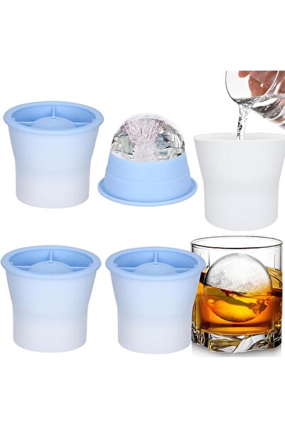 Arabest 4PCS Ice Molds, Silicone Sphere Ice Mold Maker, Spherical Ice Makers with Lids for Drinks and Coffee