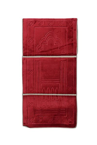 MANASEK 55x110cm Foldable Prayer Mat with Back Rest (Red)