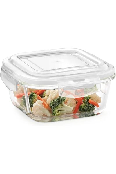Generic Square Glass Storage Container with Airtight Lid, Microwave Safe, 520 ml
