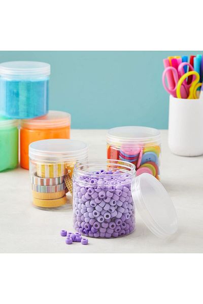Generic Juvale 8 Pack Clear 12 oz Plastic Jars with Lids, Slime Containers for Kids DIY Crafts