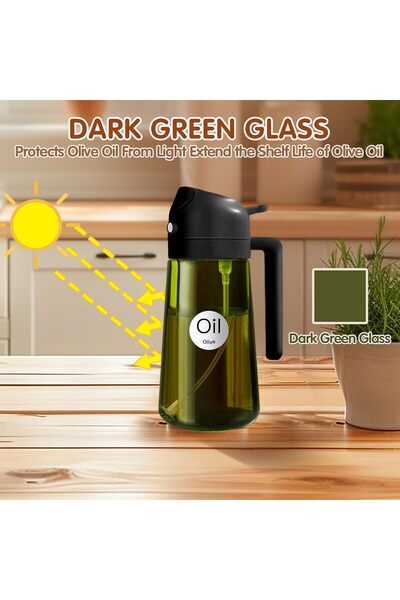 Generic 16oz/470ml 2-Pack Light-Blocking Oil Sprayer & Dispenser (Black & Green)