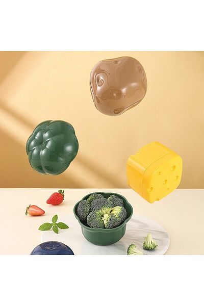 Generic Azonee 4 PCS Fruit and Vegetable Shaped Food Saver Storage Containers Holder Refrigerator Vegetable