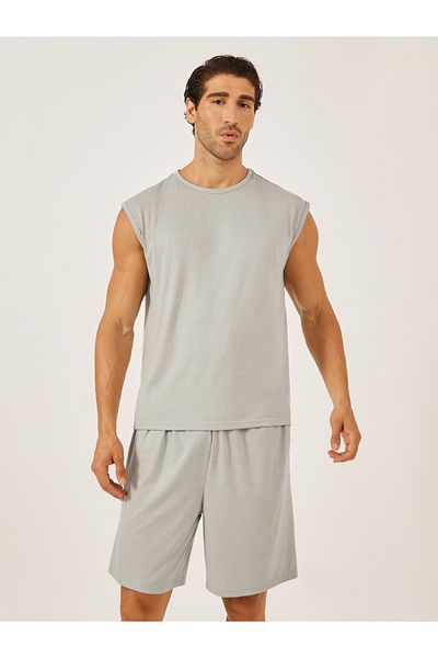 Styli Solid Round Neck Tank and Shorts Set
