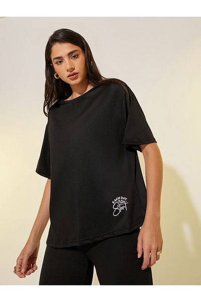 Styli Slogan Printed Short Sleeve T-Shirt and Leggings Co-Ords