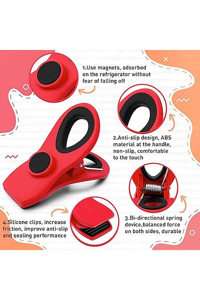 Generic ALMEKAQUZ Magnetic Chip Clips, Bright Colors Chip, Refrigerator Magnet Clips for Food Storage with