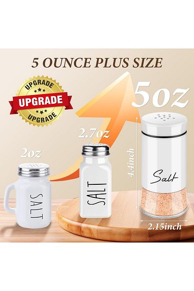Generic Paporich Salt and Pepper Shakers Set,5 oz Clear Glass Bottom Salt Shaker with Stainless Steel Lid f