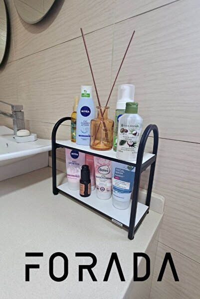 Forada Home & Style Dekoratif Tezgah Üstü Metal Ayaklı Raf