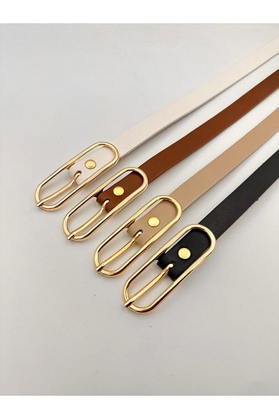 MODAM HİFA Opportunity Product Long Buckle Thin Women's Belt, Coat Belt, Shirt Belt, Dress Belt