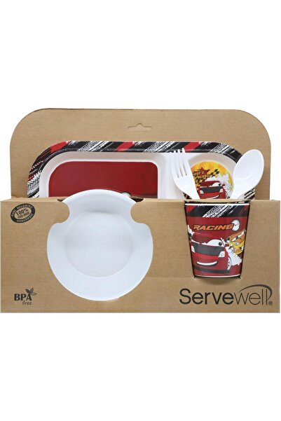 Servewell طقم ميلامين للأطفال، ٥ قطع: طبق ١١ بوصة، وعاء ٥.٥ بوصة، كوب ٣.٢ بوص...