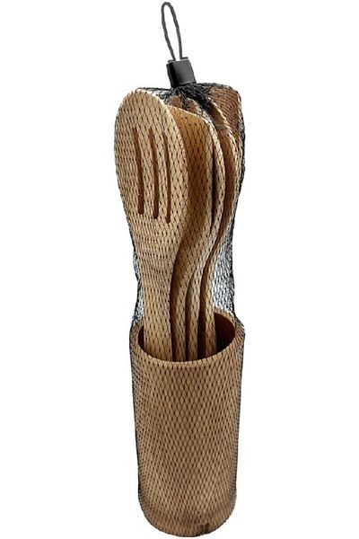 Generic Bien Servi 5-Piece Bamboo Kitchen Utensil Set with Holder Brown C10-A315